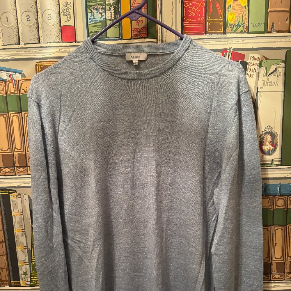 Reiss Baby Blue Linen wool Blend Sweater Size L